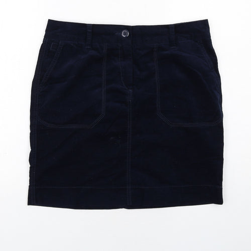 Marks and Spencer Womens Blue Cotton A-Line Skirt Size 10 Zip