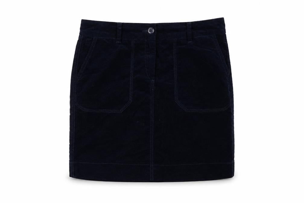 Marks and Spencer Womens Blue Cotton A-Line Skirt Size 10 Zip