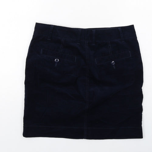 Marks and Spencer Womens Blue Cotton A-Line Skirt Size 10 Zip