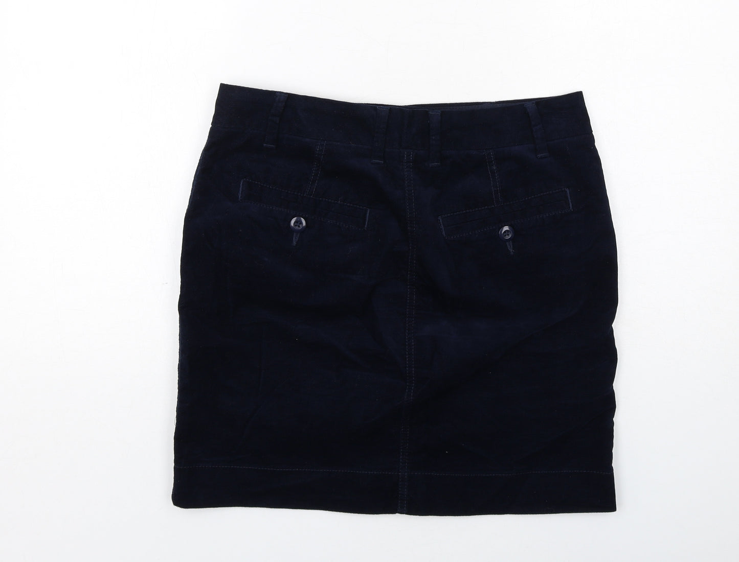 Marks and Spencer Womens Blue Cotton A-Line Skirt Size 10 Zip
