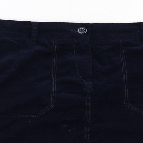 Marks and Spencer Womens Blue Cotton A-Line Skirt Size 10 Zip