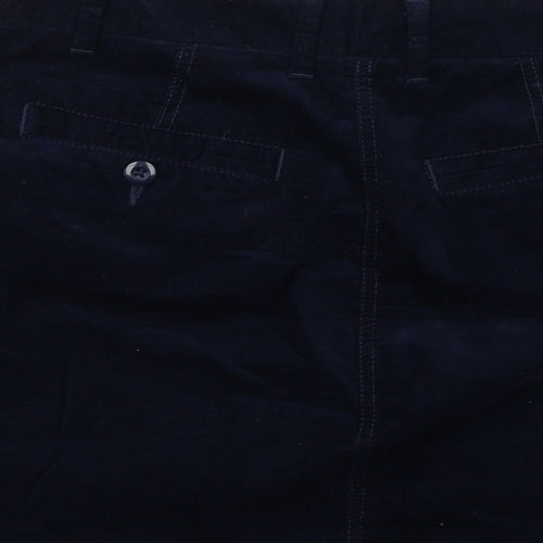 Marks and Spencer Womens Blue Cotton A-Line Skirt Size 10 Zip
