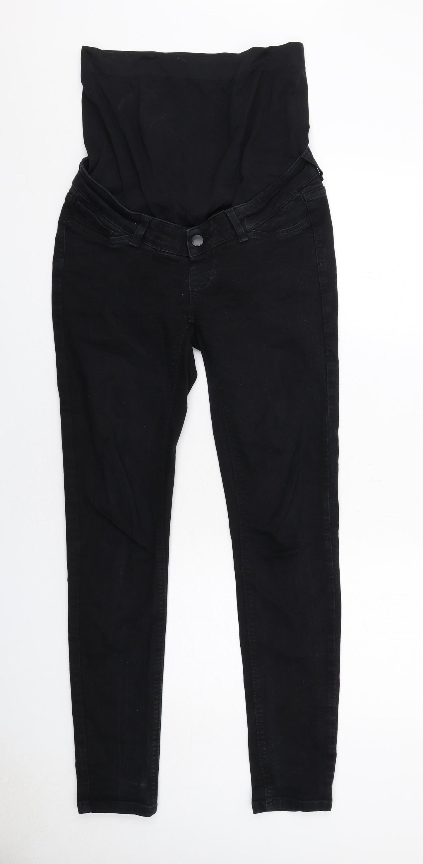 Seraphine Womens Black Cotton Skinny Jeans Size 10 Regular Button