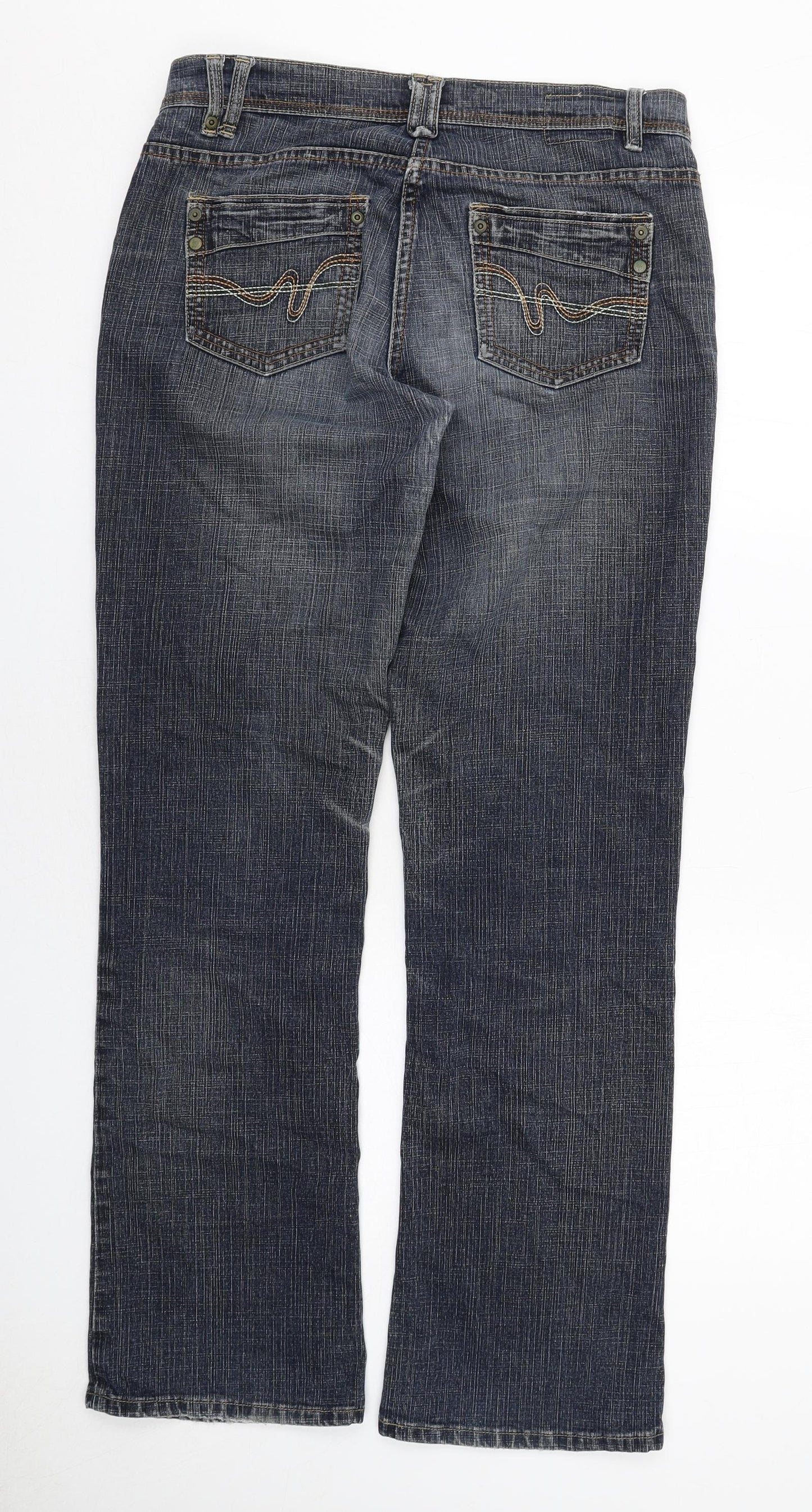 NEXT Womens Blue Cotton Bootcut Jeans Size 12 Regular Zip