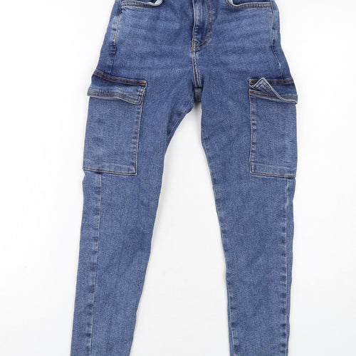 New Look Girls Blue Cotton Skinny Jeans Size 12 Years Regular Zip