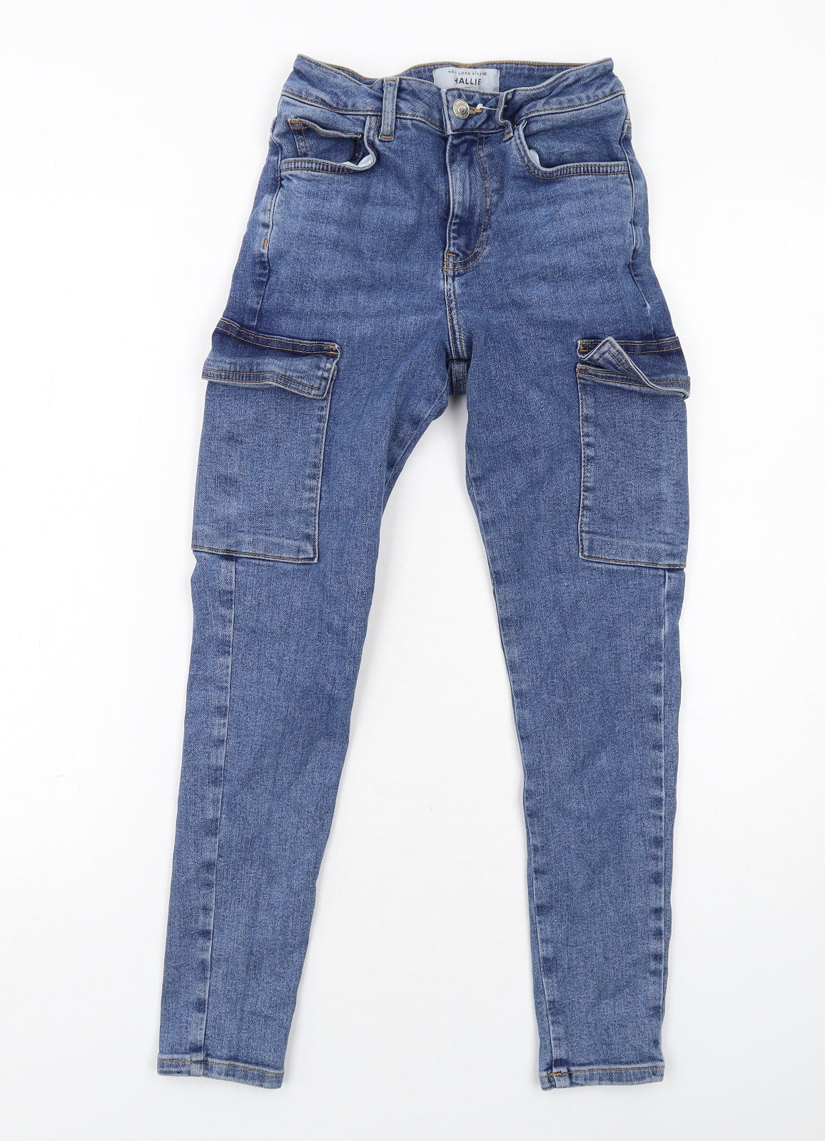 New Look Girls Blue Cotton Skinny Jeans Size 12 Years Regular Zip