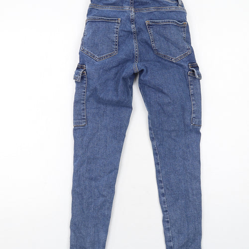 New Look Girls Blue Cotton Skinny Jeans Size 12 Years Regular Zip