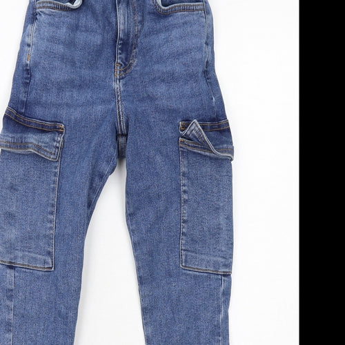 New Look Girls Blue Cotton Skinny Jeans Size 12 Years Regular Zip