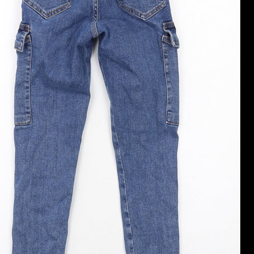 New Look Girls Blue Cotton Skinny Jeans Size 12 Years Regular Zip