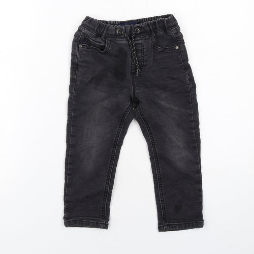 NEXT Boys Black Cotton Skinny Jeans Size 2-3 Years Regular Drawstring