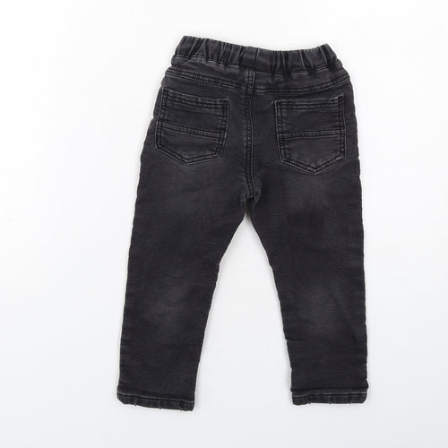 NEXT Boys Black Cotton Skinny Jeans Size 2-3 Years Regular Drawstring