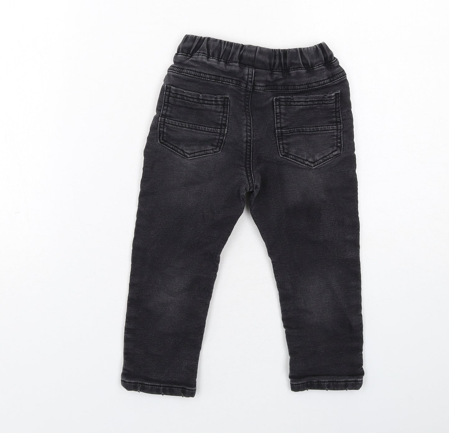 NEXT Boys Black Cotton Skinny Jeans Size 2-3 Years Regular Drawstring