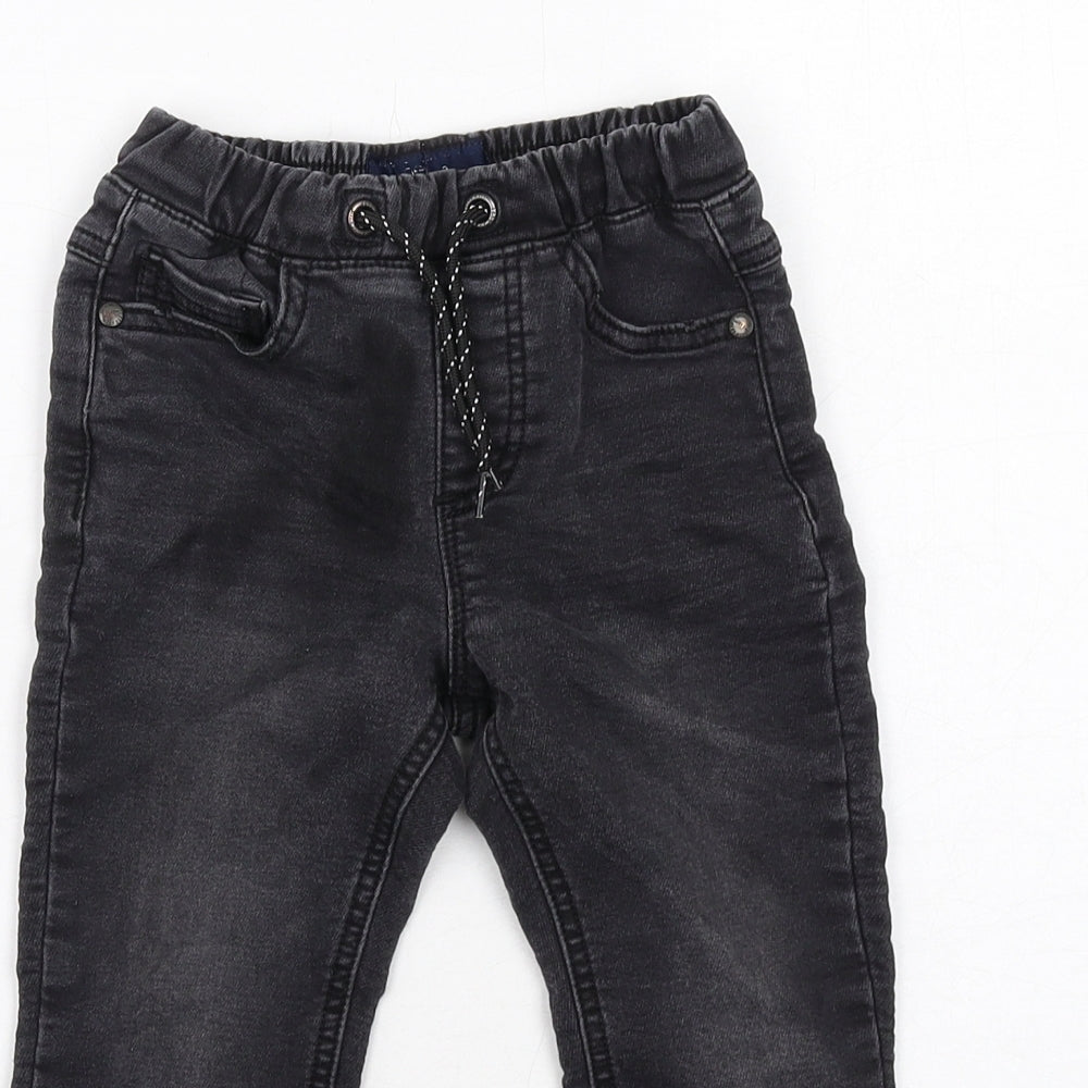 NEXT Boys Black Cotton Skinny Jeans Size 2-3 Years Regular Drawstring
