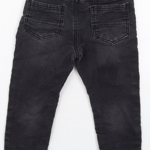 NEXT Boys Black Cotton Skinny Jeans Size 2-3 Years Regular Drawstring