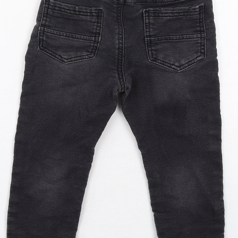 NEXT Boys Black Cotton Skinny Jeans Size 2-3 Years Regular Drawstring