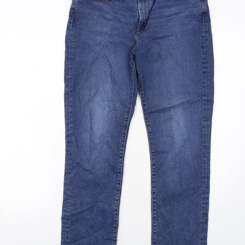 Levi's Womens Blue Polyester Straight Jeans Size 14 Regular Zip