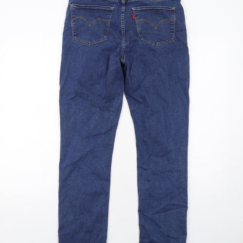 Levi's Womens Blue Polyester Straight Jeans Size 14 Regular Zip