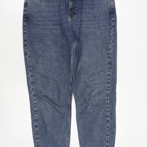 Topshop Womens Blue Cotton Tapered Jeans Size 30 in Regular Zip
