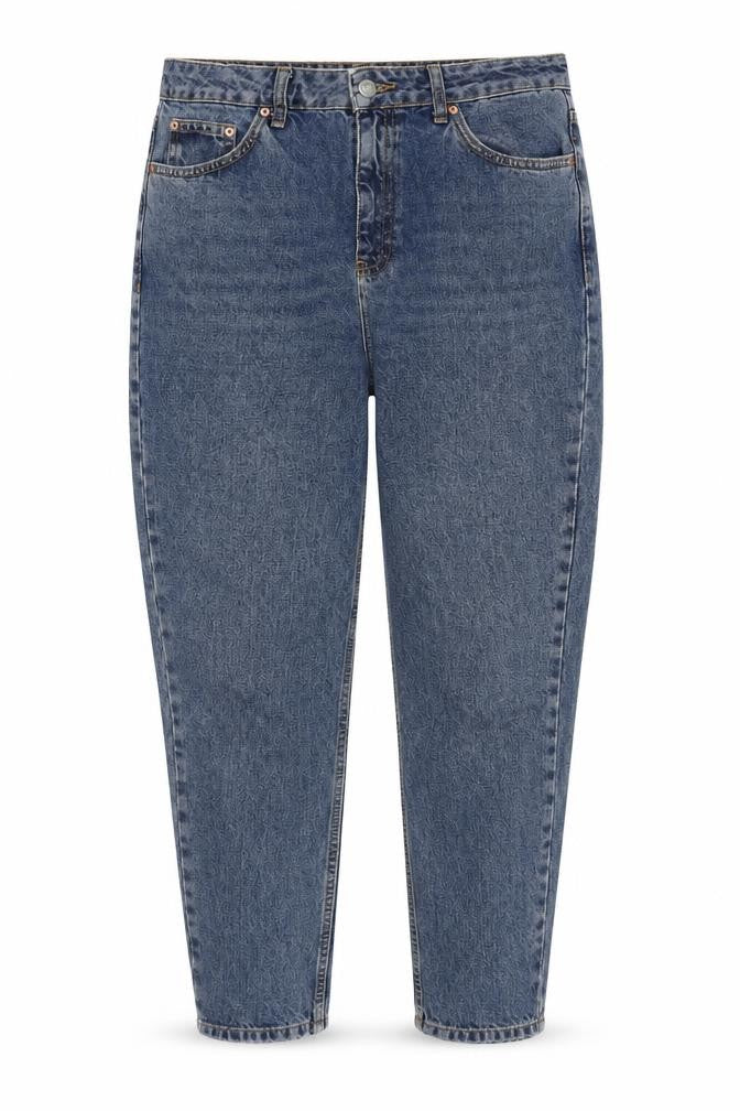 Topshop Womens Blue Cotton Tapered Jeans Size 30 in Regular Zip