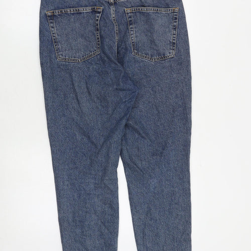 Topshop Womens Blue Cotton Tapered Jeans Size 30 in Regular Zip