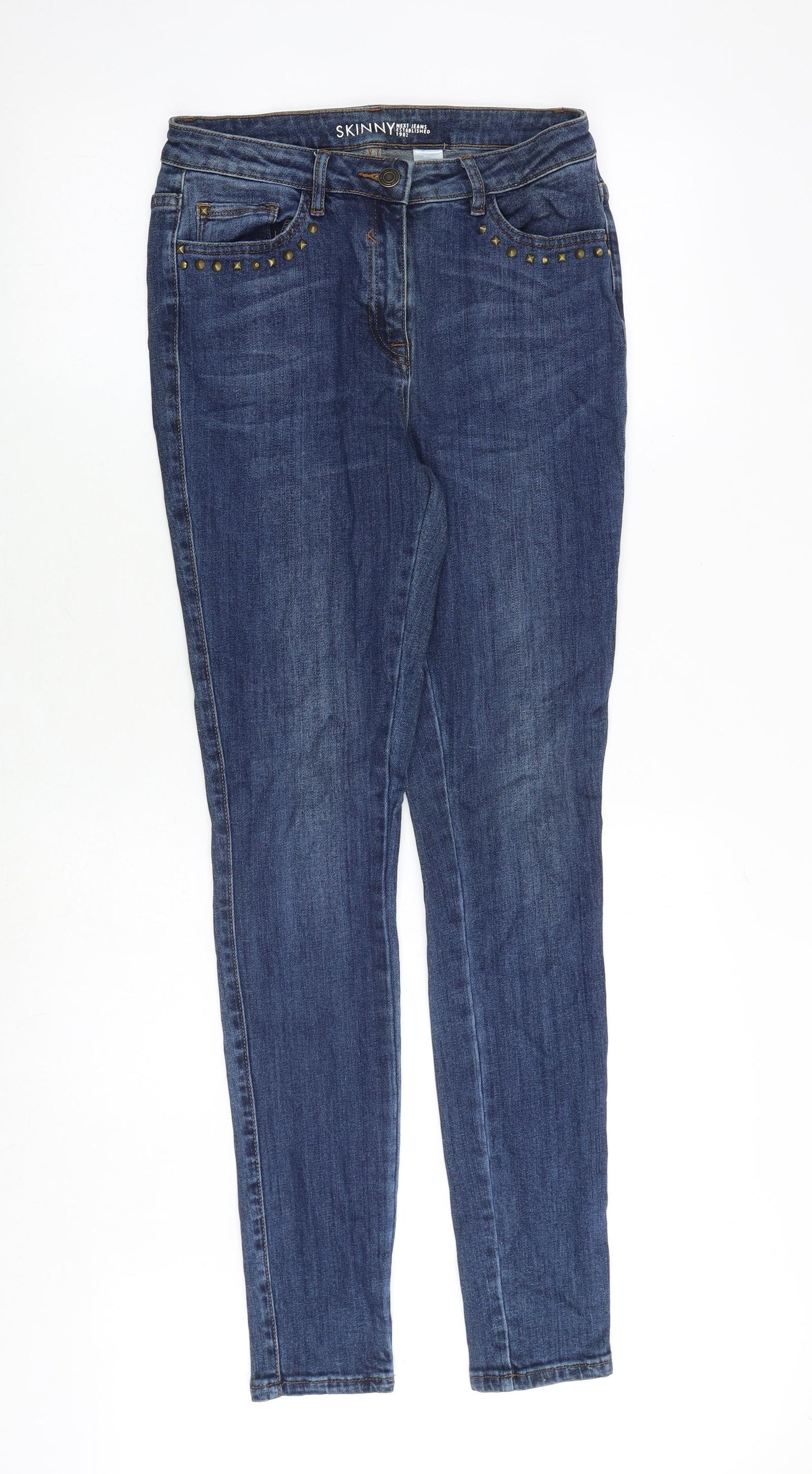 NEXT Womens Blue Cotton Skinny Jeans Size 12 Slim Zip