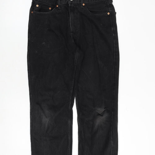 Levis Mens Black Cotton Straight Jeans Size 30 in Regular Zip