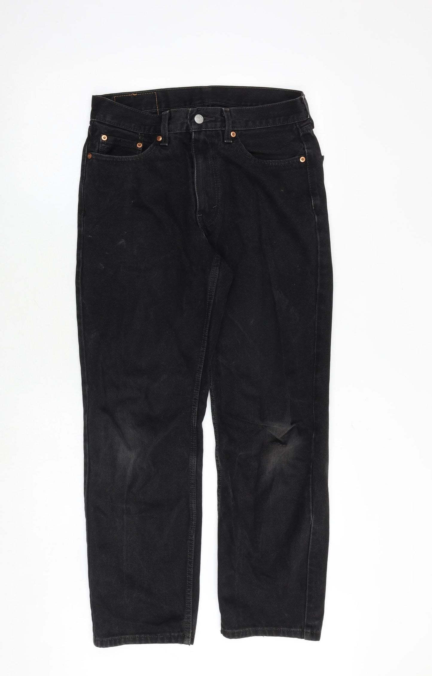 Levis Mens Black Cotton Straight Jeans Size 30 in Regular Zip