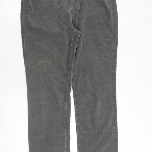 Marks and Spencer Womens Grey Cotton Trousers Size 12 Regular Zip