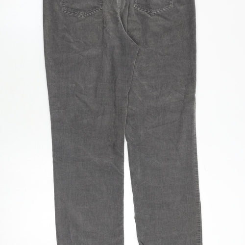 Marks and Spencer Womens Grey Cotton Trousers Size 12 Regular Zip