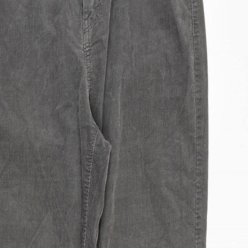 Marks and Spencer Womens Grey Cotton Trousers Size 12 Regular Zip