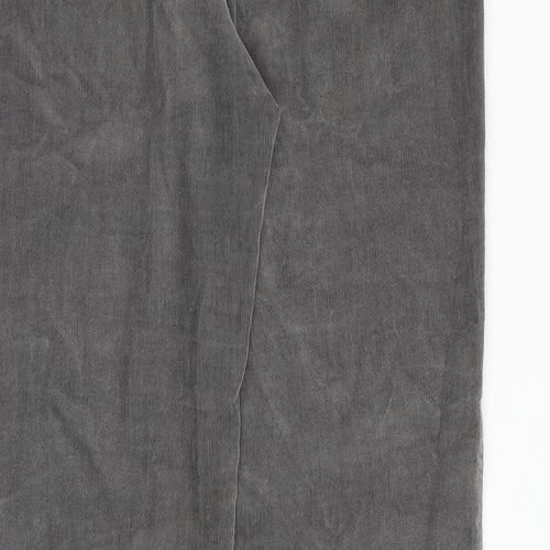 Marks and Spencer Womens Grey Cotton Trousers Size 12 Regular Zip