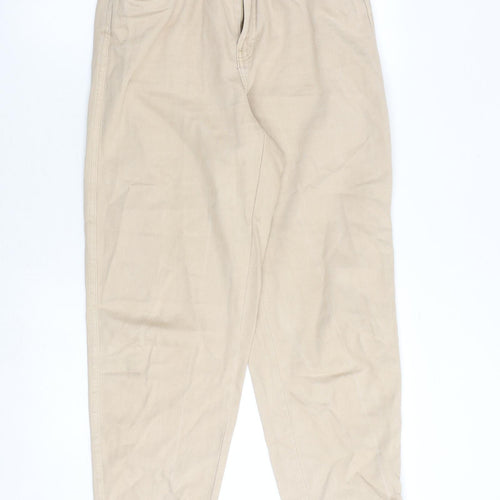 H&M Womens Beige Cotton Tapered Jeans Size 10 Regular Zip