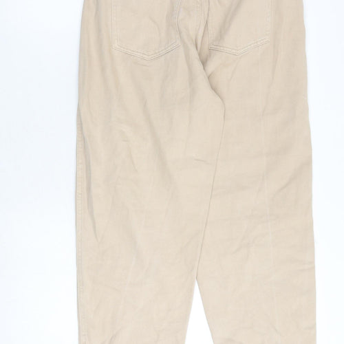 H&M Womens Beige Cotton Tapered Jeans Size 10 Regular Zip
