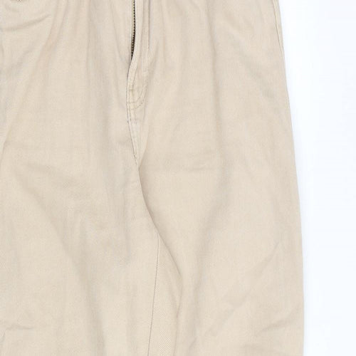 H&M Womens Beige Cotton Tapered Jeans Size 10 Regular Zip