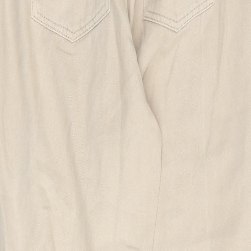 H&M Womens Beige Cotton Tapered Jeans Size 10 Regular Zip
