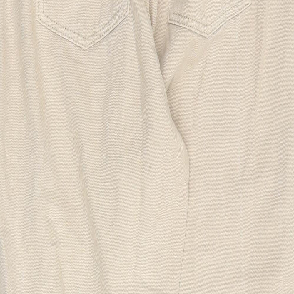 H&M Womens Beige Cotton Tapered Jeans Size 10 Regular Zip