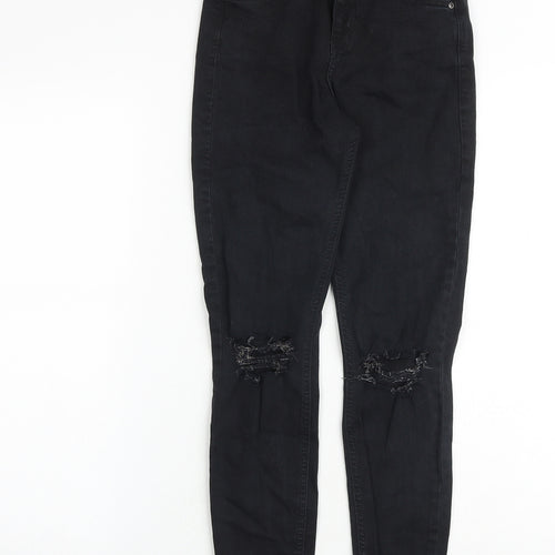 Topshop Womens Black Cotton Skinny Jeans Size 26 in Regular Zip