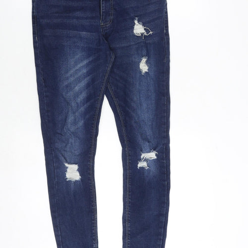 Level1 Mens Blue Cotton Skinny Jeans Size 30 in Slim Zip - Distressed