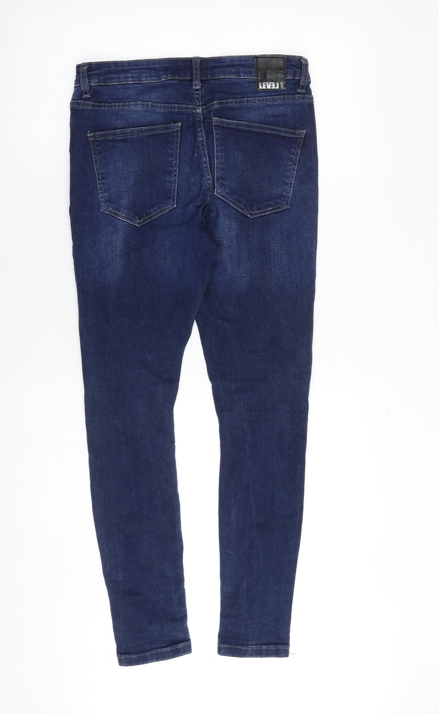 Level1 Mens Blue Cotton Skinny Jeans Size 30 in Slim Zip - Distressed