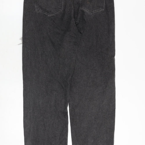 PRETTYLITTLETHING Womens Grey Cotton Mom Jeans Size 12 Regular Zip
