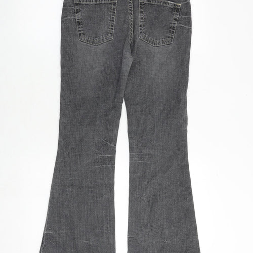 NEXT Womens Grey Cotton Flared Jeans Size 8 Regular Zip