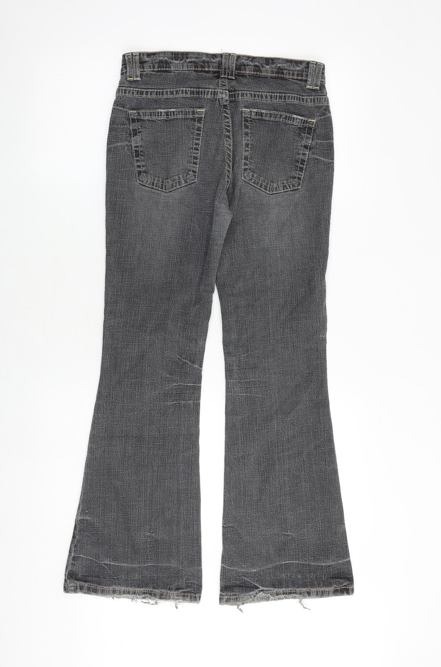 NEXT Womens Grey Cotton Flared Jeans Size 8 Regular Zip