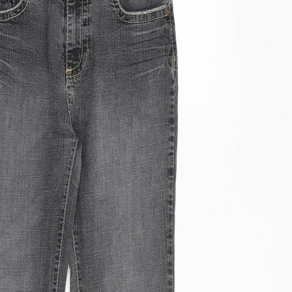 NEXT Womens Grey Cotton Flared Jeans Size 8 Regular Zip