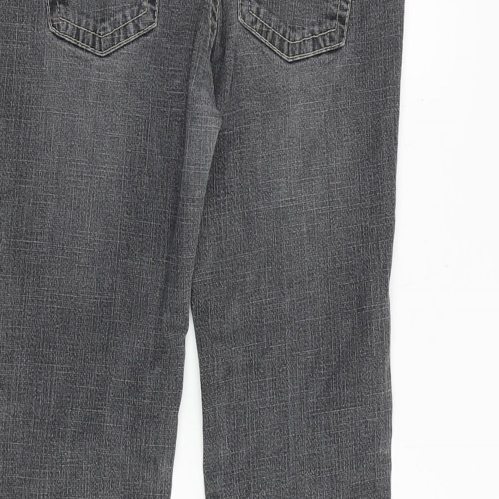 NEXT Womens Grey Cotton Flared Jeans Size 8 Regular Zip