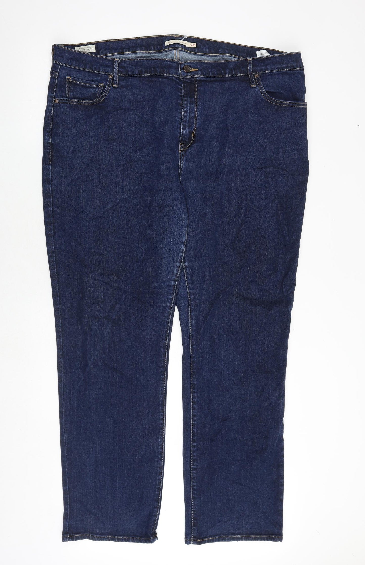 Levi's Womens Blue Cotton Tapered Jeans Size 24 Regular Zip