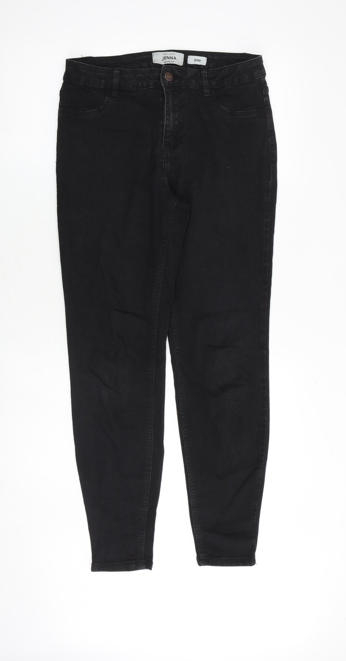 New Look Womens Black Cotton Skinny Jeans Size 12 Slim Zip
