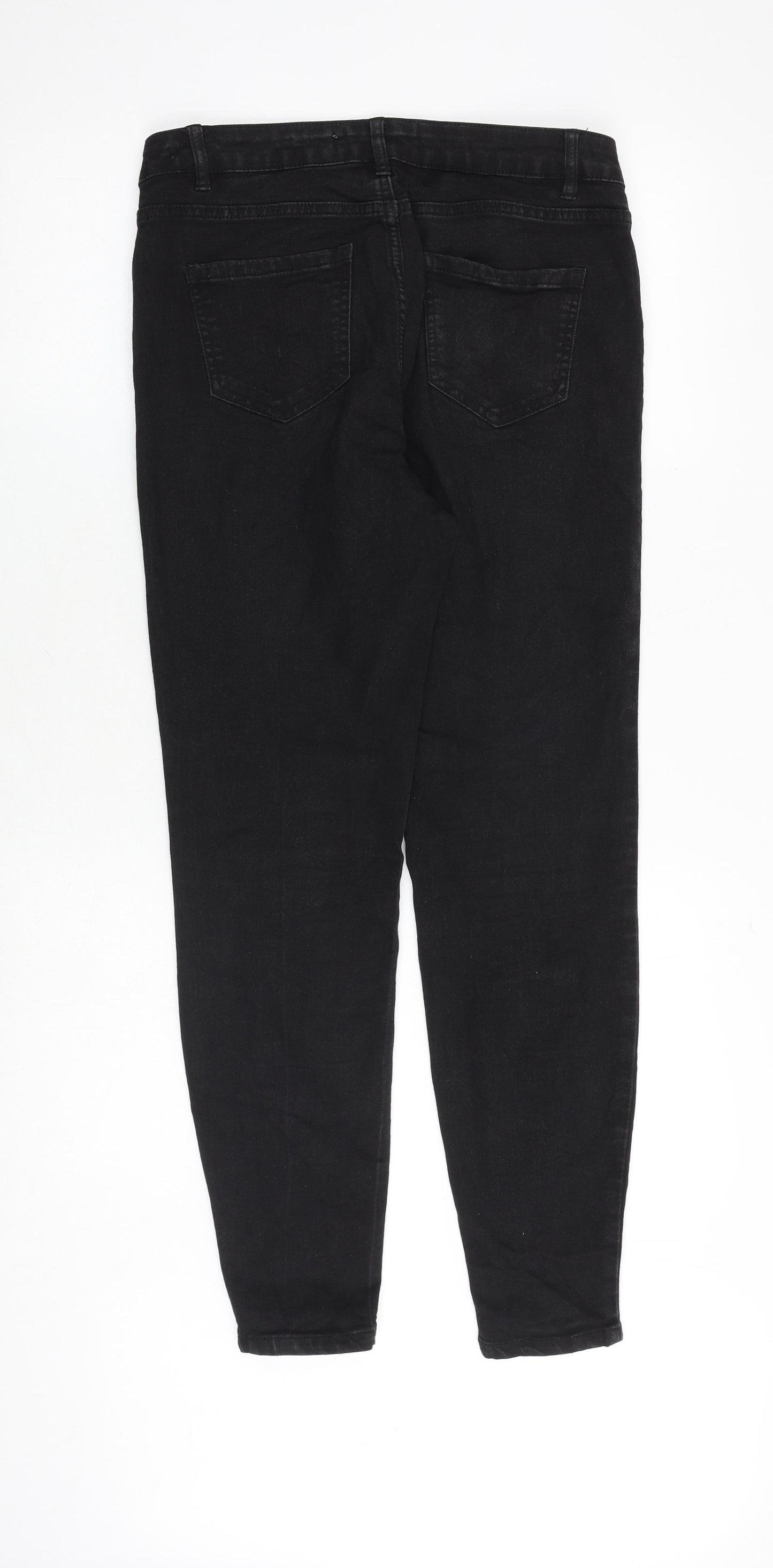 New Look Womens Black Cotton Skinny Jeans Size 12 Slim Zip