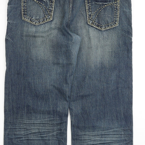 NEXT Womens Blue Cotton Wide-Leg Jeans Size 14 Regular Zip