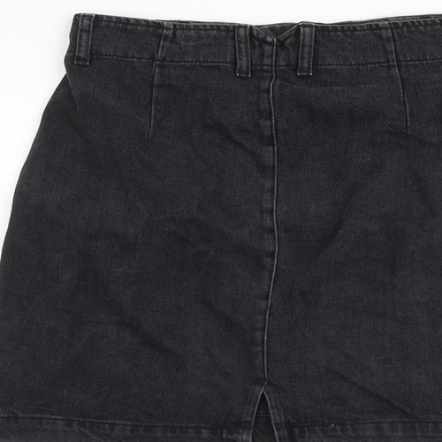 Topshop Womens Black Cotton A-Line Skirt Size 10 Zip