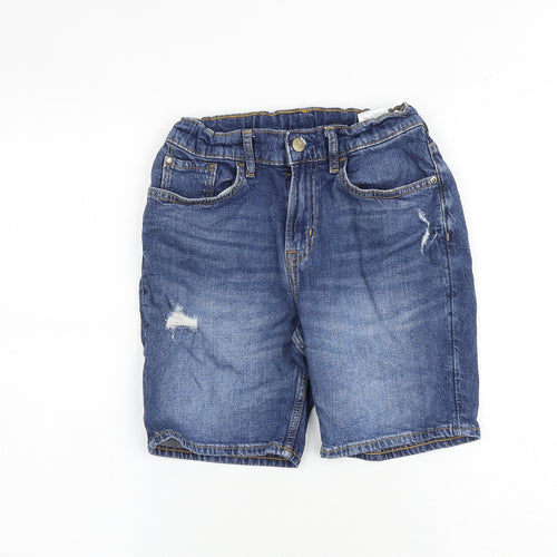 H&M Girls Blue Cotton Bermuda Shorts Size 10-11 Years Regular Zip